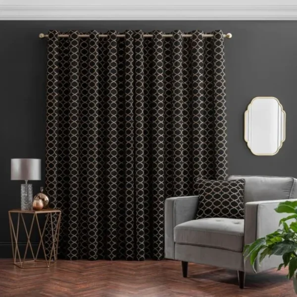 Chenille Ogee Eyelet Curtains image 2