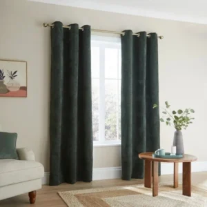 Chenille Striped Corduroy Eyelet Curtain