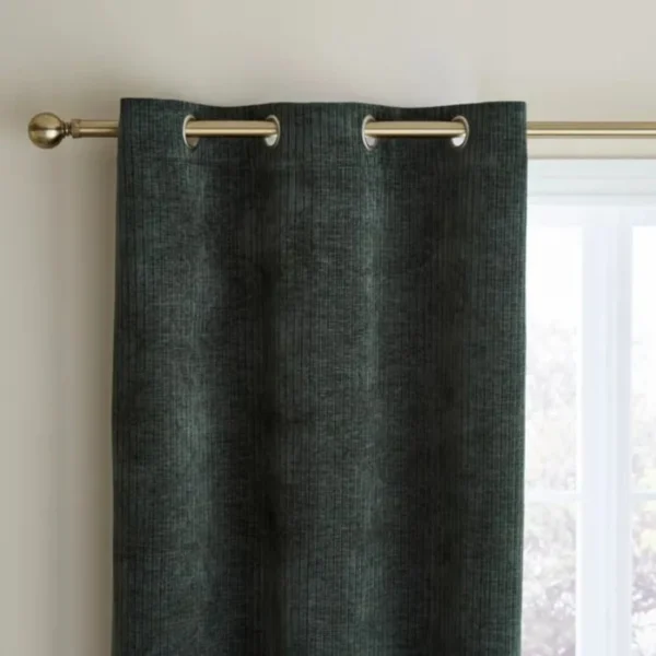 Chenille Striped Corduroy Eyelet Curtain image 1