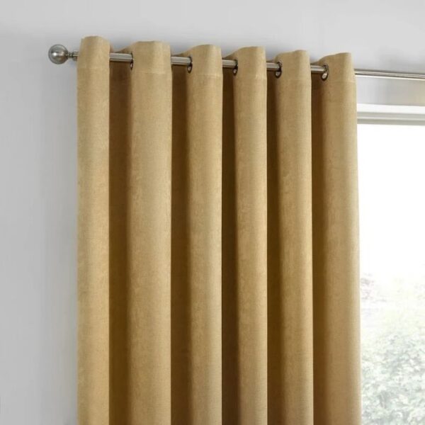 Textured Jacquard Fabric of Ochre Yellow Curtains