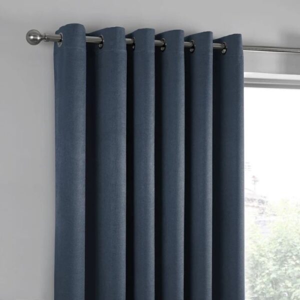 Strata Navy Dim Out Eyelet Curtains - Image 2