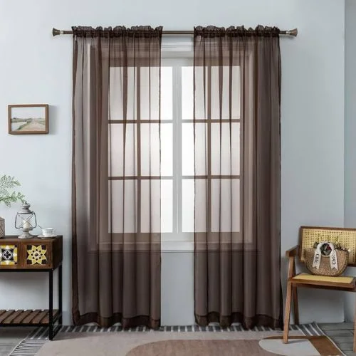 Coffee Brown Curtains In A Warm, Cozy Room