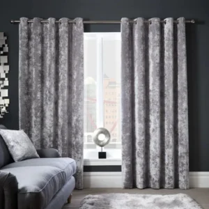 Crushed Velour Silver Curtains
