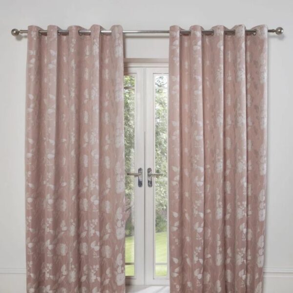 Butterfly Meadow Blush Pink Eyelet Curtains - Image 2
