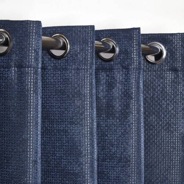 Close-Up Of Curtain Fabric And Eyelet Header