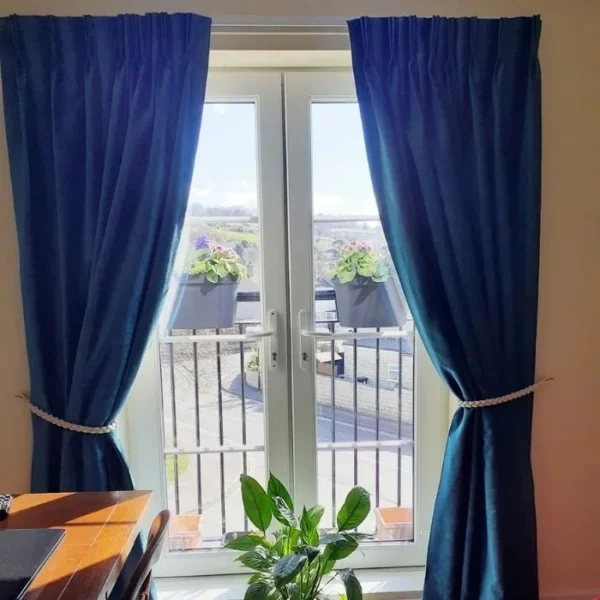 Darcia Velvet Teal Curtains image 2