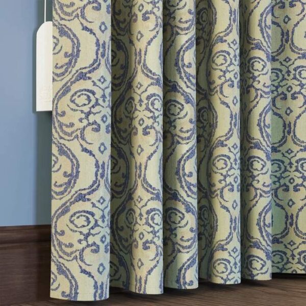 Daylight Filtering Through Blue Ripple Curtains