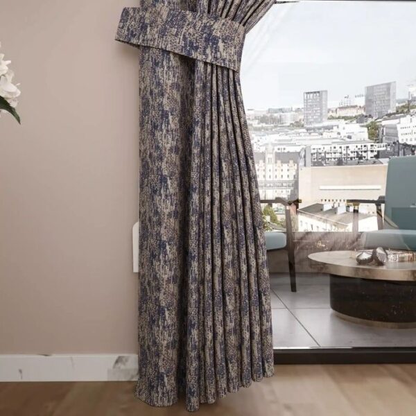 Daylight Filtering Through Blue Ripple Curtains