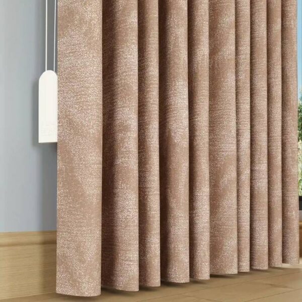 Daylight Filtering Through Dark Brown Ripple Curtains