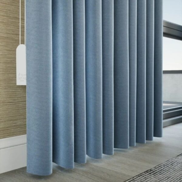 Daylight Through Blue Fold Curtains