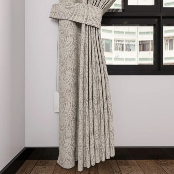 Daylight Filtering Through Grey Ripple Curtains