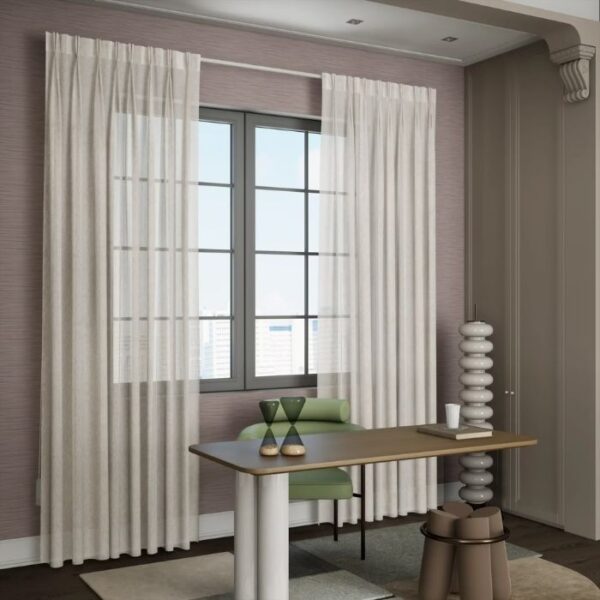 Close-Up Of Beige Sheer Fabric Texture