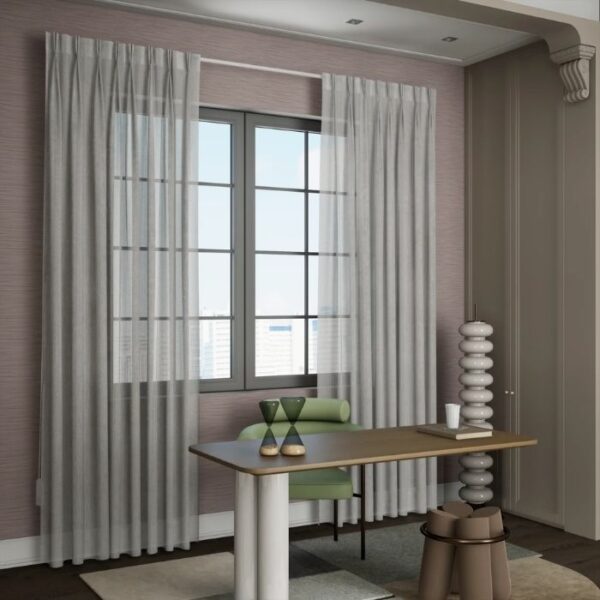 Beige Pleat Sheer Curtain - Image 3