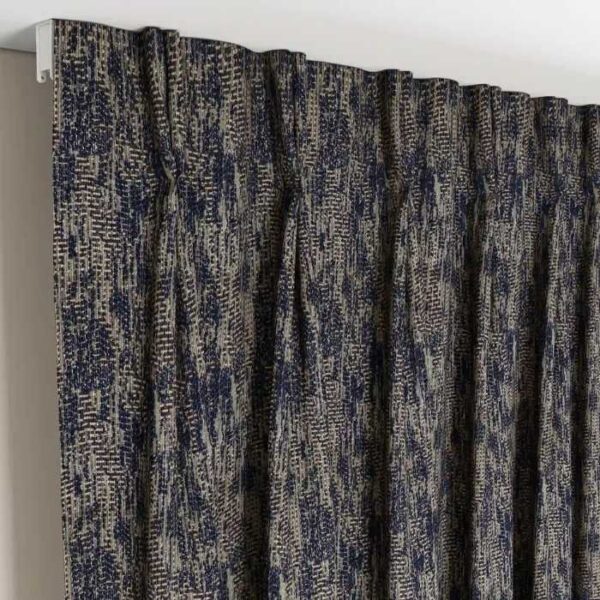 Close-Up Of Blue Fabric Pleat Curtain Texture