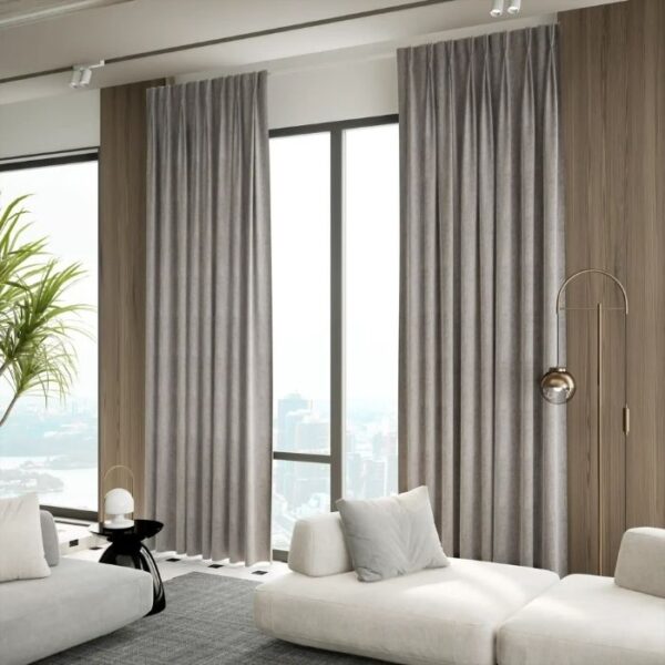 Close-Up Of Grey Blackout Fabric Texture