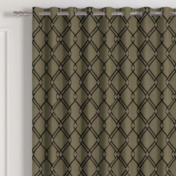 Close-Up Of Khaki Voile Curtain Fabric Texture