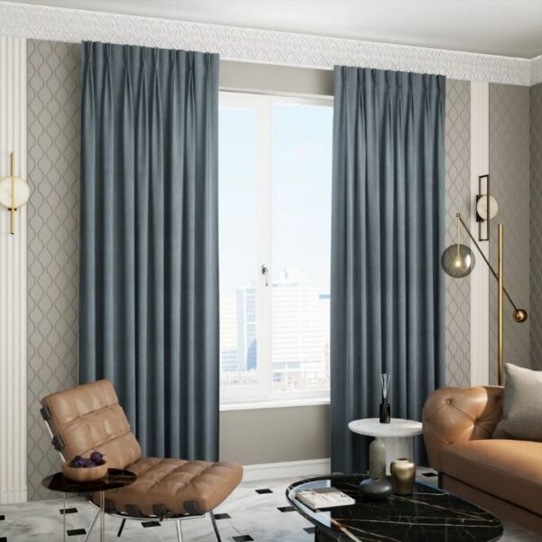 Close-Up Of Light Blue Blackout Fabric Texture
