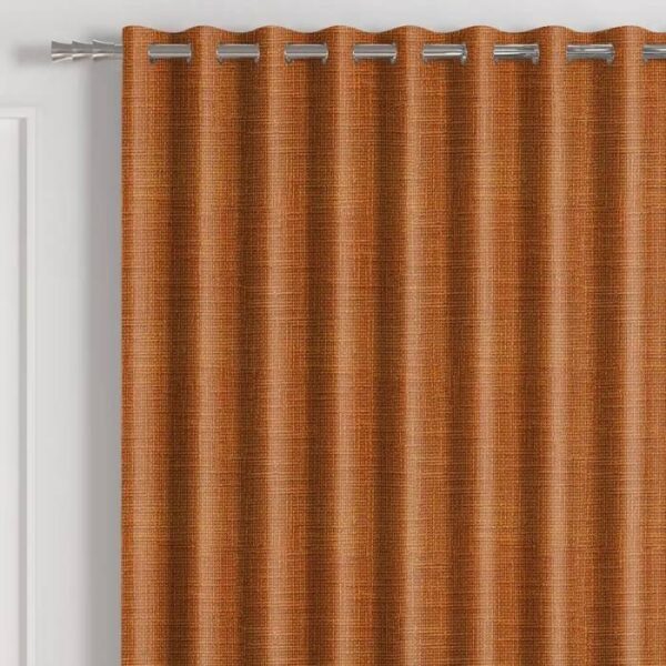 Close-Up Of Orange Curtain Fabric Texture
