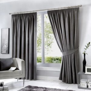 Charcoal grey pleated blackout curtains