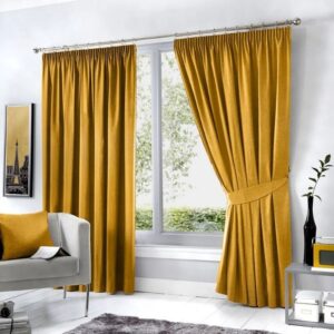 Elegant ochre yellow blackout curtains