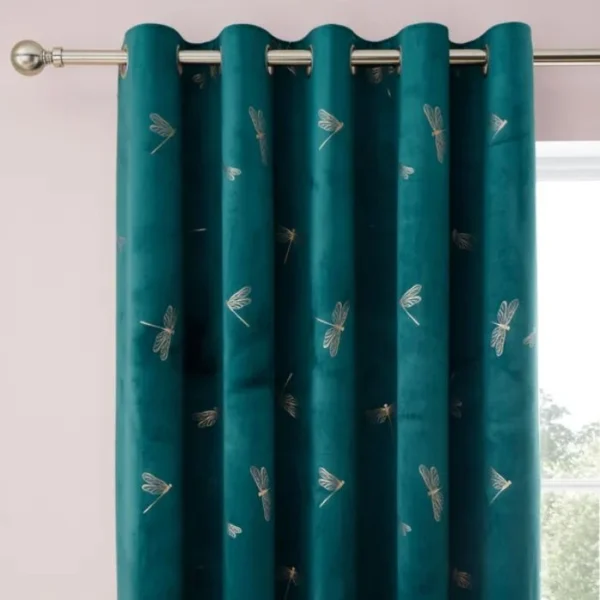 Dragonfly Foil Eyelet Curtains image 1