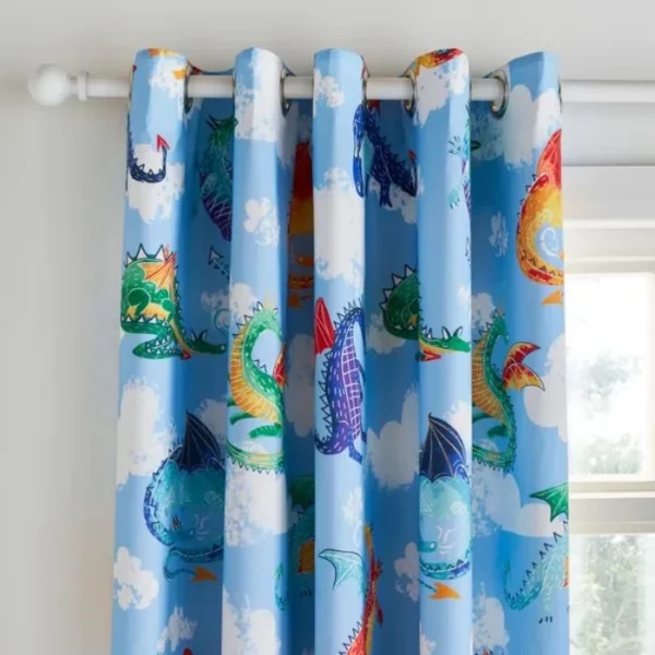 Dragons Blackout Eyelet Curtains image 1