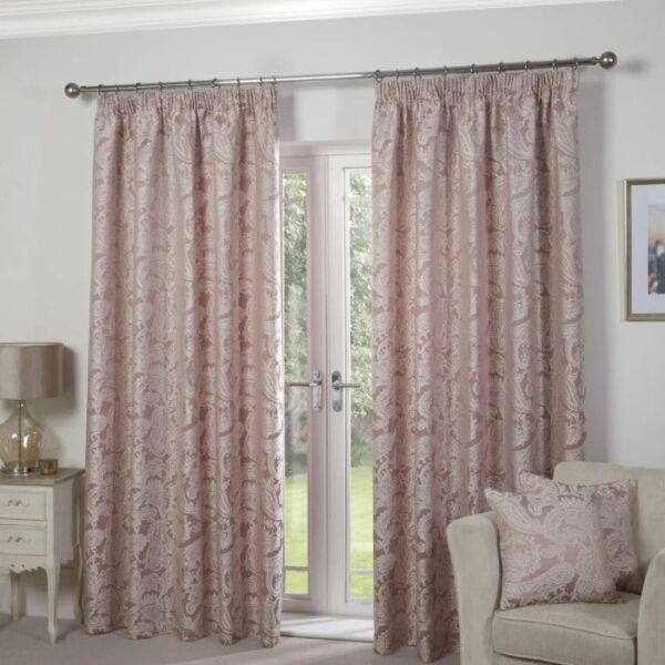 Duchess Blush Pink Velvet Curtain – Front View
