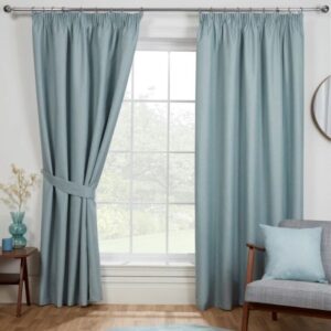 Eclipse Duck Egg Blackout Pleated Curtains In Bright Bedroom