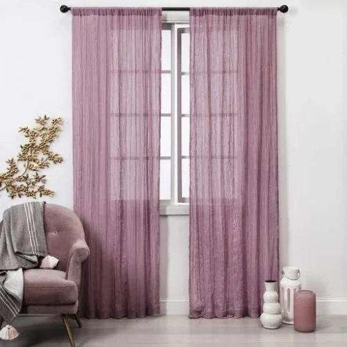 Dusty Rose Curtains In A Soft Pink Themed Room
