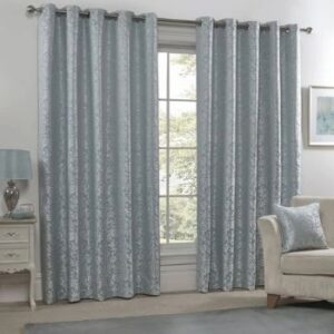 Eden Duck Egg Eyelet Curtains Full-Length View