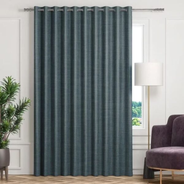 Full-Length Light Blue Curtains with Eyelet Rings