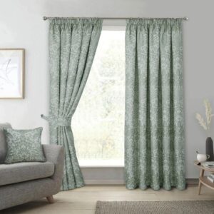 Rear View – Backing Of Keswick Sage Pleat Curtains
