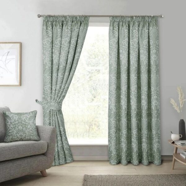 Rear View – Backing Of Keswick Sage Pleat Curtains