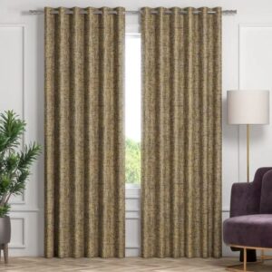 Gold Grommet Eyelet Curtains In Living Room