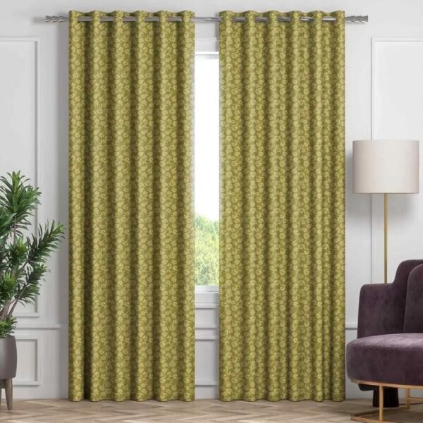 Light Green Grommet Curtains In Modern Living Room