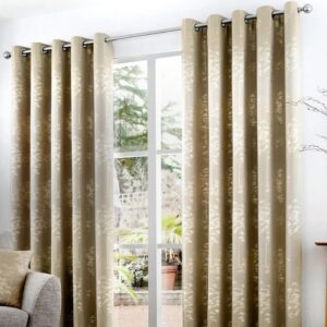 Stone Metallic Eyelet Curtains In Living Room