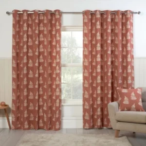 Esher Fern Terracotta Eyelet Curtain
