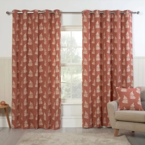 Esher Fern Terracotta Eyelet Curtain