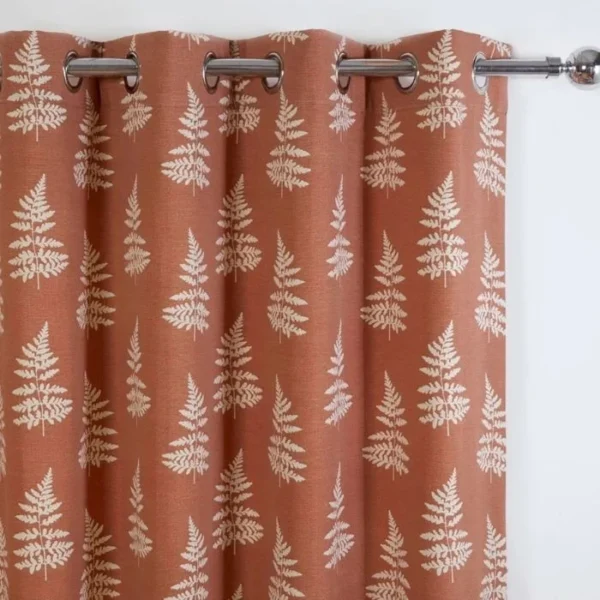 Esher Fern Terracotta Eyelet Curtain image 1