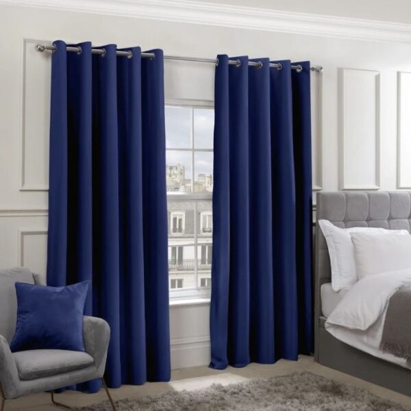 Cali Navy Blue Blackout Eyelet Curtains - Image 2