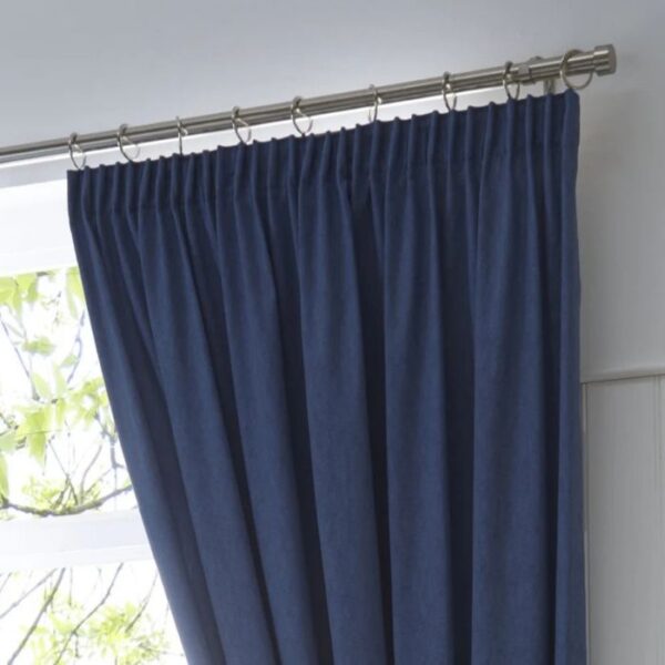 Dijon Navy Blue Blackout Pleat Curtains - Image 2