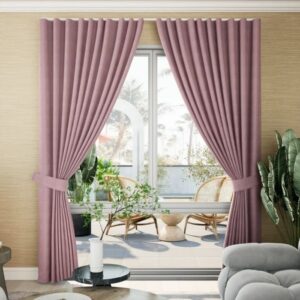 Pink ripple fold curtain