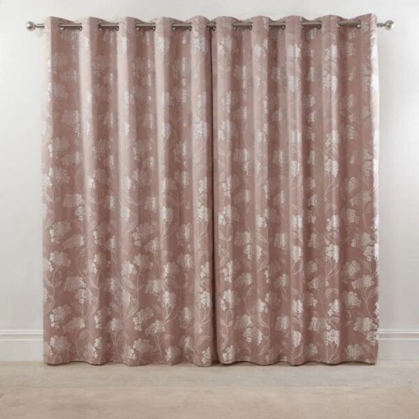 Close-Up Of Floral Pattern On Blush Pink Fabric