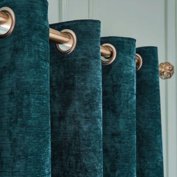 Hyperion Interiors Selene Rich Teal Eyelet Curtains - Image 2