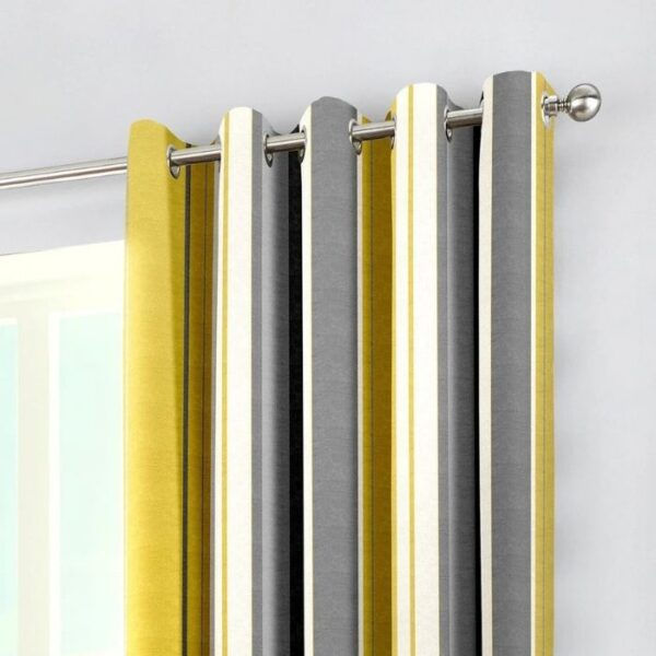 Whiteworth Stripe Ochre Eyelet Curtains - Image 2
