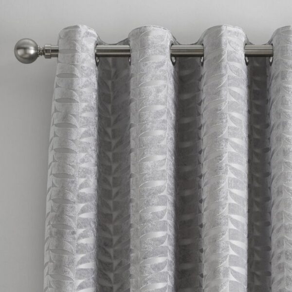 Kendal Silver Grey Velvet Eyelet Curtains - Image 2