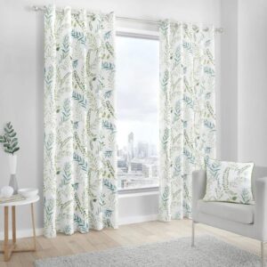 Fernworthly Green Eyelet Curtains Hanging In Bright Room