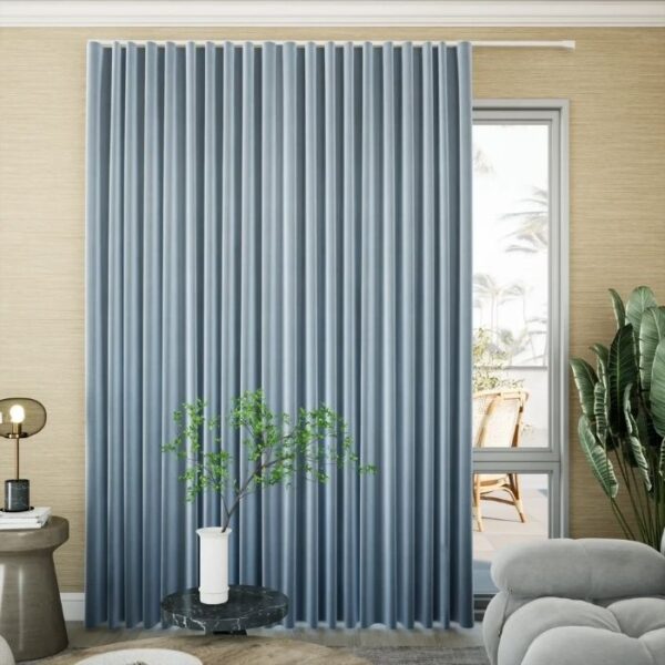Fold Curtain In Soft Blue Fabric