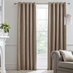 Montrose Linen Velvet Blackout Eyelet Curtains – Full Front View