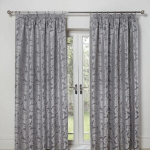 Full View of Duchess Silver Velvet Curtains